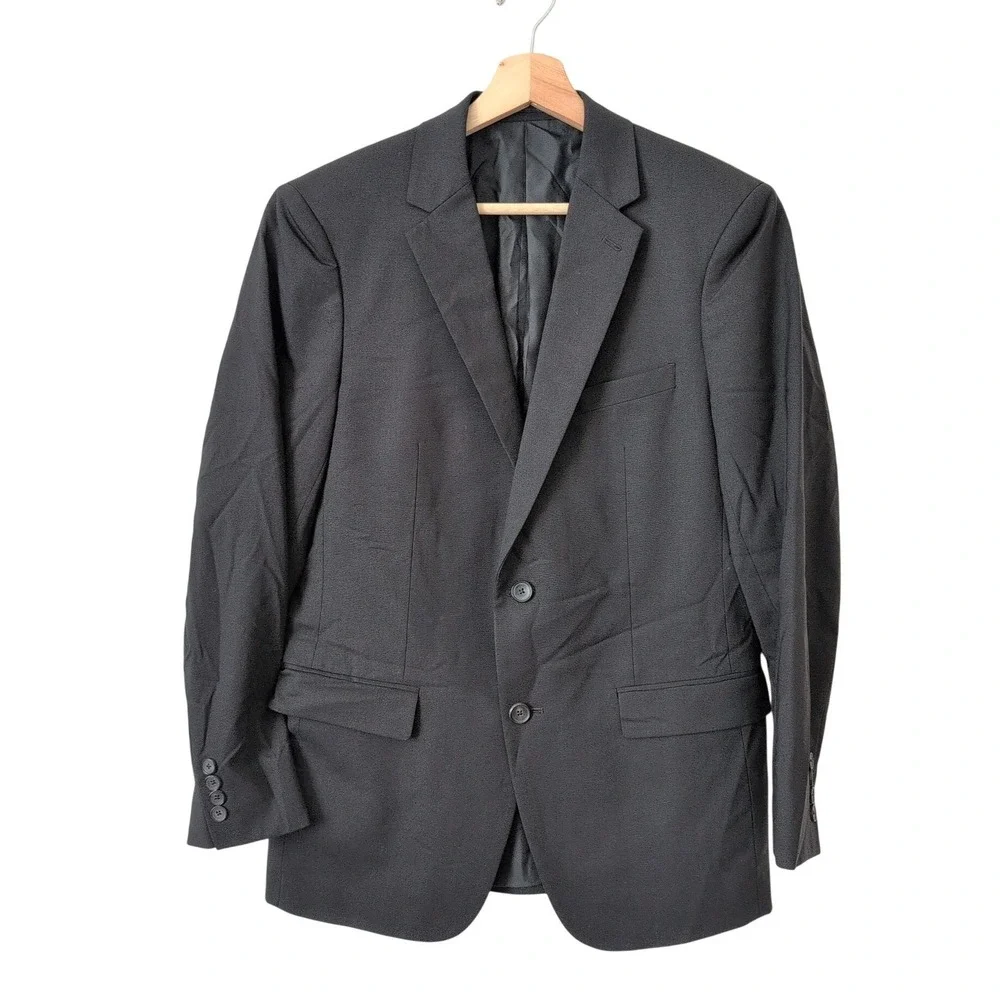 Theory Men Charcoal Wool Blend Suit Jacket‎ Blazer Size 38R Tailored Business